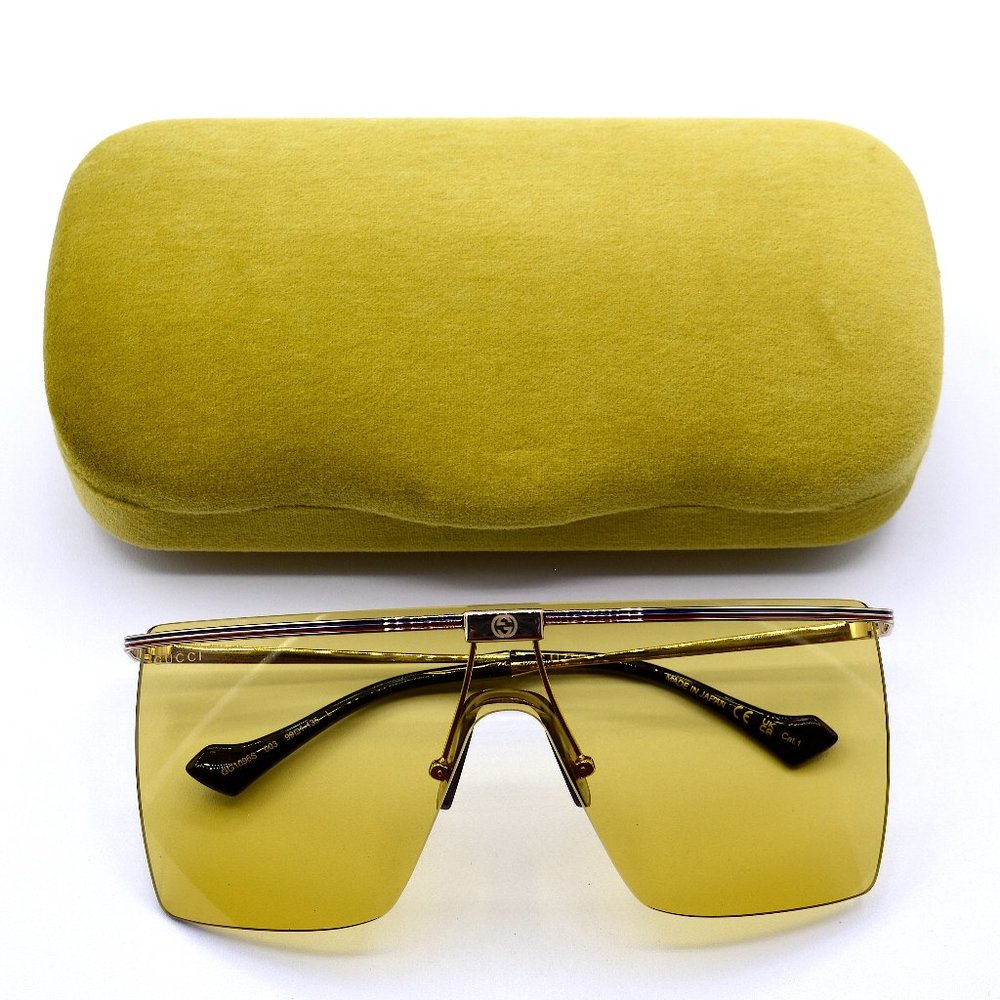 NEW GUCCI GG1096S 003 UNISEX GOLD YELLOW LENS AUTHENTIC SUNGLASSES - Picture 6 of 16